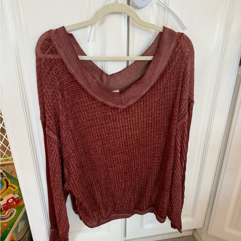 We The Free Maroon Knit Top